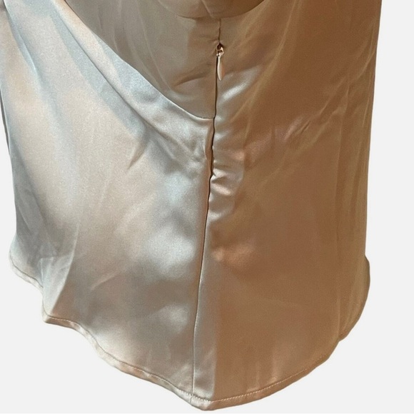 Nicole Miller Champagne Satin Long Sleeve Twist Blouse Top Sz M - Picture 12 of 16